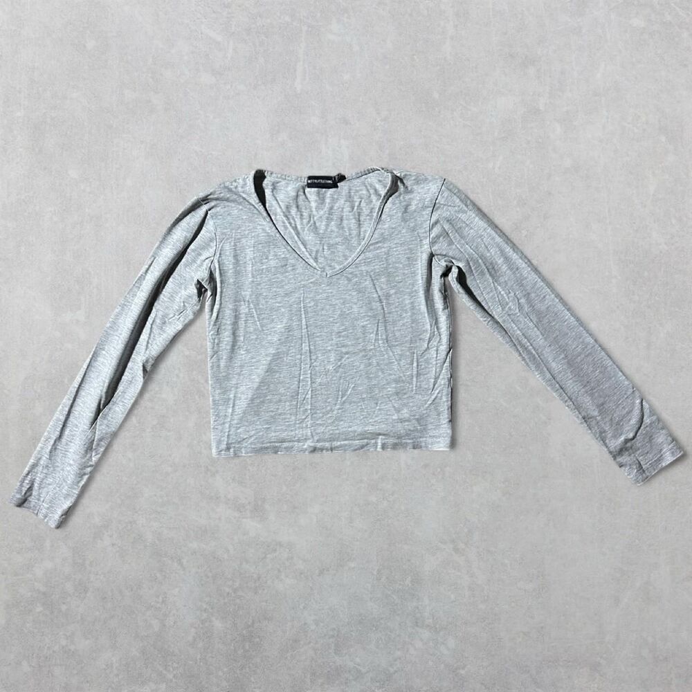 PrettyLittleThing Women's Small Grey Long Sleeve Top